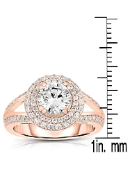 Stunning Sterling Silver 18K Rose Gold Plated with Big Round Cubic Zirconia Ring