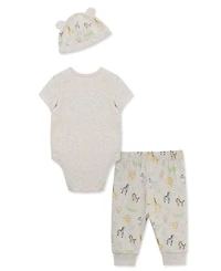 Little Me Baby Boys' Jungle Short-Sleeve Bodysuit, Pants & Hat, 3-Piece Set