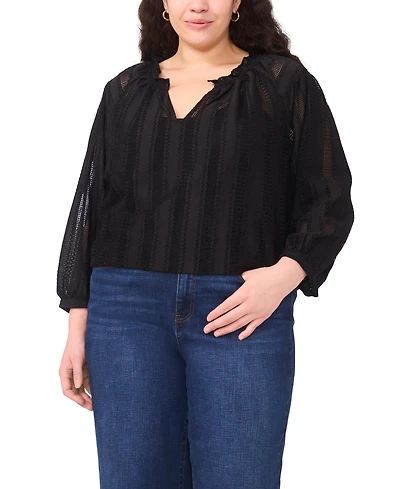Vince Camuto Plus Split Neck Peasant Blouse