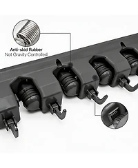 Yigii 5 Ball Slots 6 Hooks Wall Mop & Broom Organizer