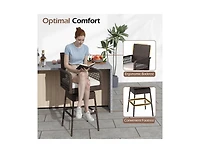 Slickblue 360° Patio Bar Stool with Woven Armrests and Cushioned Seat