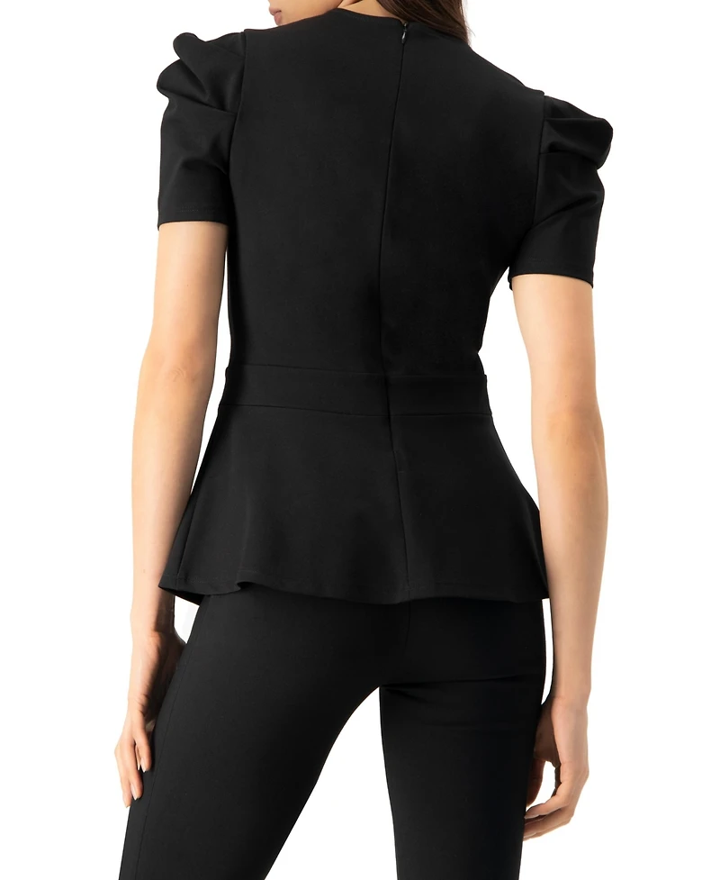 Ivonne Women's Short Sleeve Peplum Blouse