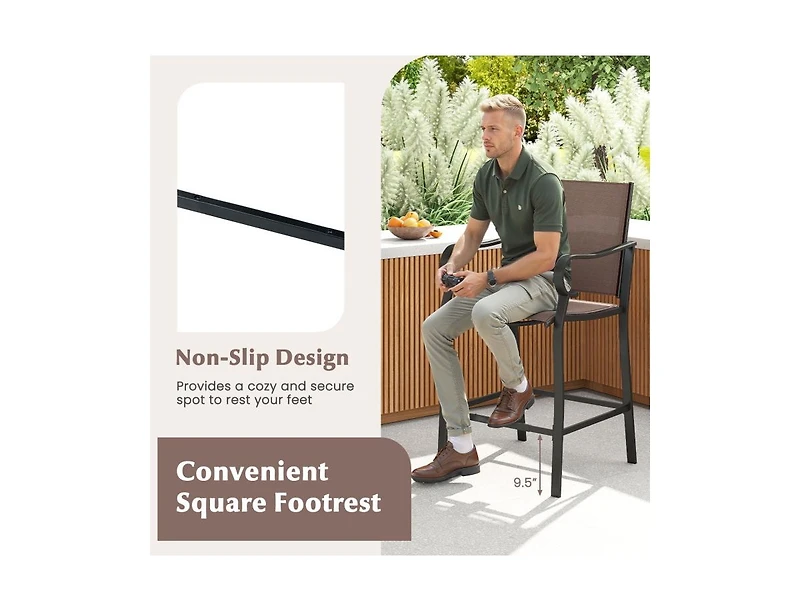 Slickblue Patio Bar Stools with Mesh Fabric, Counter Height, 2-Piece