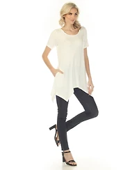 White Mark Women's Short Sleeve Swing Tunic Top