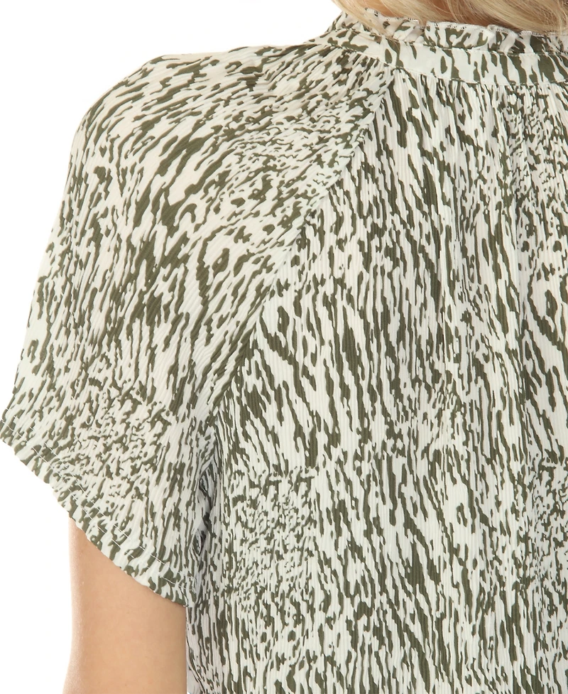 White Mark Women's Short Sleeve Printed Peplum Top