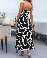 Cupshe Women's Abstract Print Ruched Bust Midi Beach Dress