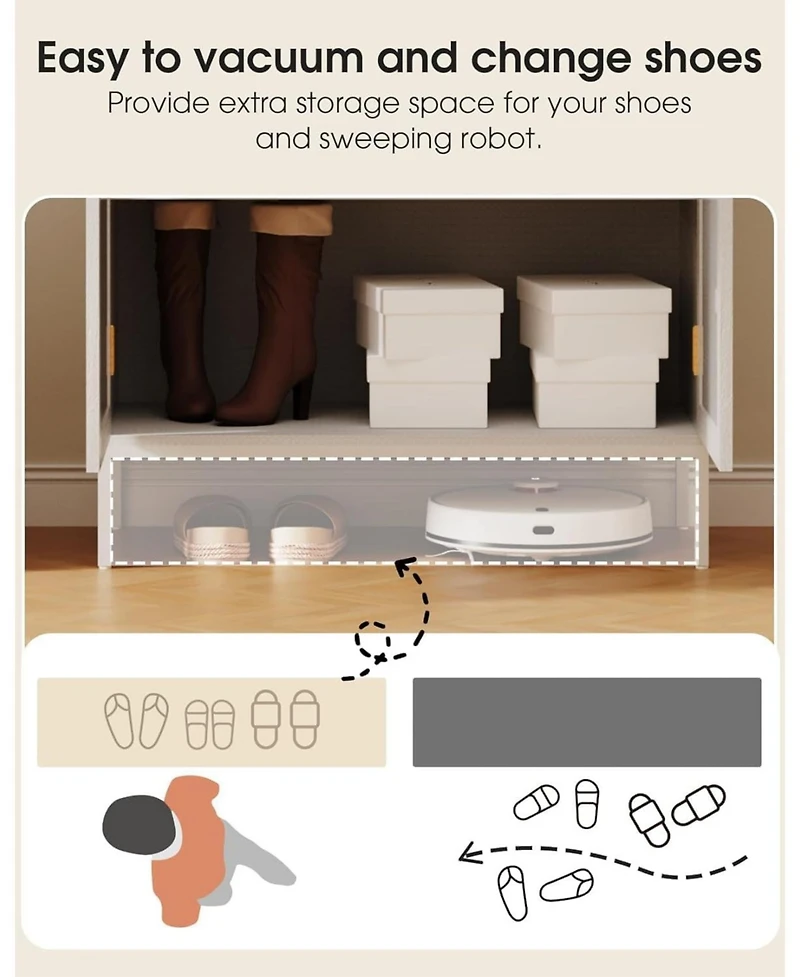 Gaomon 32.4" Boho Rattan Shoe Cabinet – 5-Tier Wooden Organizer with Doors for Entryway & Living Room Storage