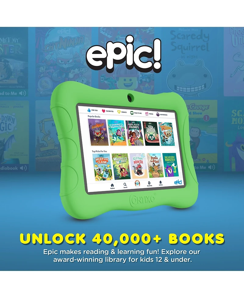 Contixo 7" Android Kids Tablet 32GB, Includes 50+ Disney Storybooks & Stickers, Protective Case with Kickstand, (2024 Model)