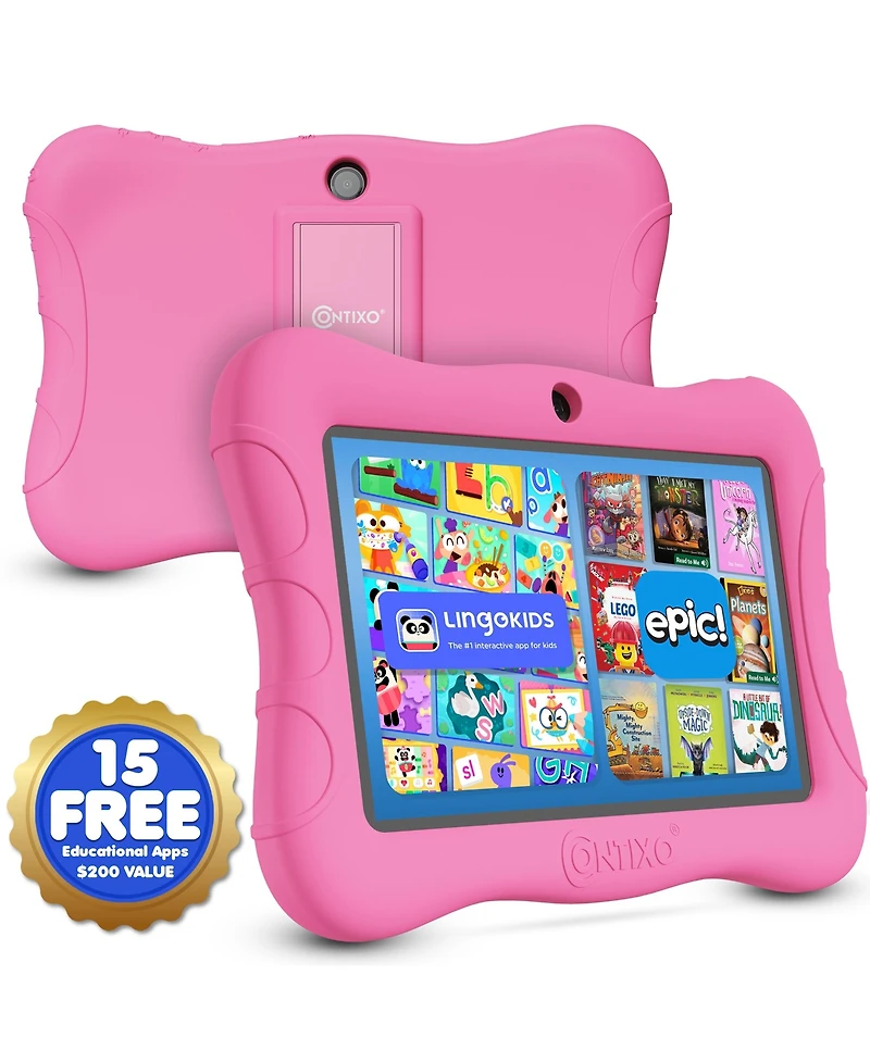 Contixo 7" Android Kids Tablet 32GB, Includes 50+ Disney Storybooks & Stickers, Protective Case with Kickstand, (2024 Model)