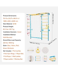 Mecale 7-in-1 Indoor Jungle Gym w/ Ladder, Pull-Up Bar, Rope & Rings