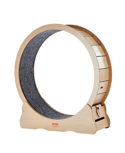 Aostirmotor 43.3 in Wooden Cat Running Wheel with Carpeted Runway in Yellow