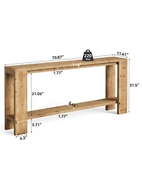 Tribesigns Solid Wood Console Table, Farmhouse 2-Tier Sofa Table for Behind Couch, Natural Colo