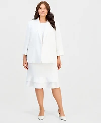 Kasper Plus One-Button Notched-Collar Blazer