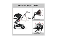 Kinder King Meno V 3-in-1 Reversible Baby Stroller with Detachable Tray, Adjustable Canopy and Suspension Wheels