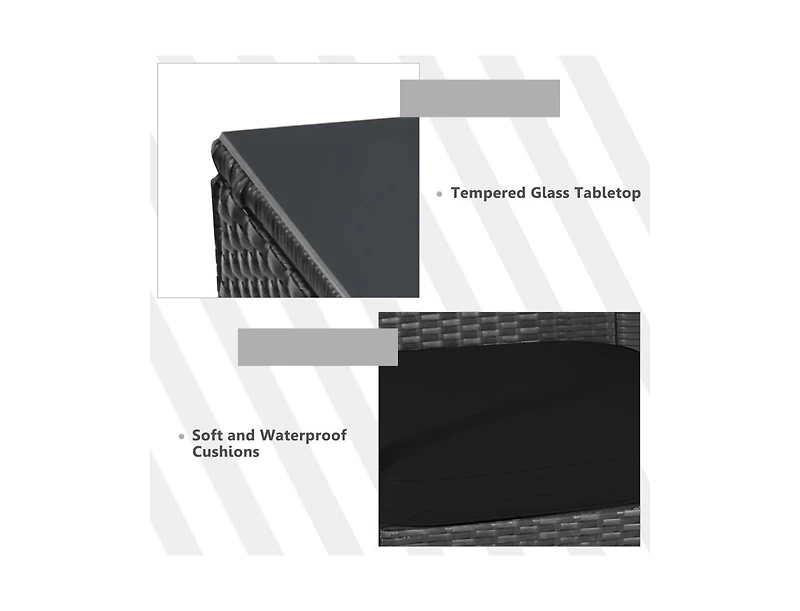 4 Pieces Patio Rattan Cushioned Furniture Set with Loveseat and Table