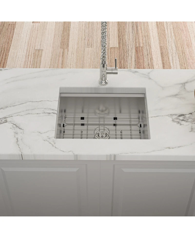 flynama 23x19x10 Inch Single Bowl Undermount Workstation Kitchen Sink 16 Gauge 304 Stainless Steel Deep Sink