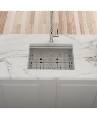 flynama 23x19x10 Inch Single Bowl Undermount Workstation Kitchen Sink 16 Gauge 304 Stainless Steel Deep Sink