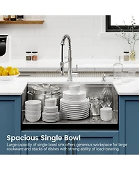 flynama 30x19inch Stainless Steel Kitchen Sink Single Bowl Undermount Handmade with Cutting Board