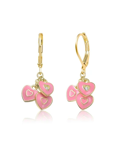 GiGiGirl 14k Yellow Gold Plated Dangling Heart Enamel earrings for Kids