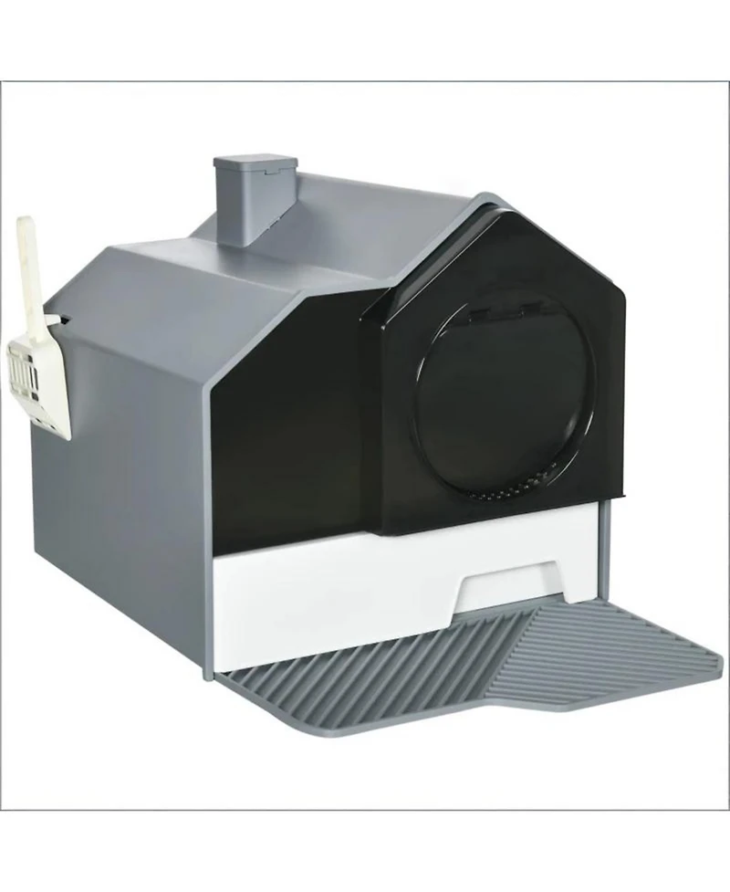 Aostirmotor Easy to Clean Cat Litter Box in Grey