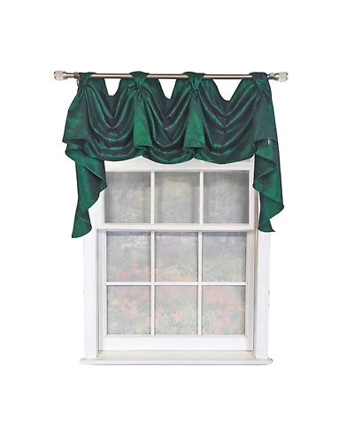 Rlf Home Crinkle Taffeta 3-s Victory 100% Polyester Tab Top Swag Window Curtain 54" x 25" Green