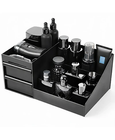 Yigii Men's Cologne Organizer - 7 Compartments, 2 Drawers, Easy Clean, Gift