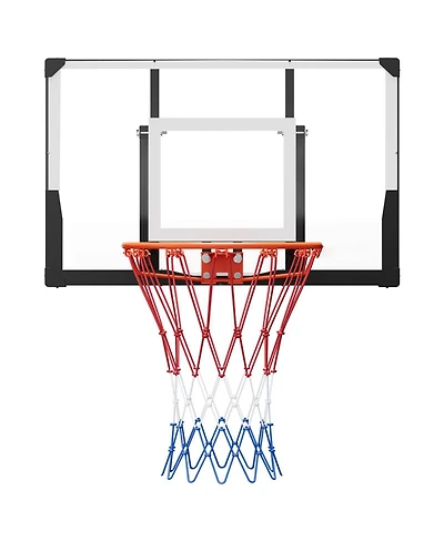 Mecale Wall-Mount Basketball Hoop, 44" Pc Backboard with Solid Steel Frame, 0.08" Thick Backboard, Woven Nylon Net