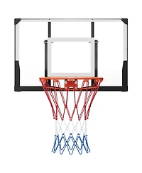 Mecale Wall-Mount Basketball Hoop, 44" Pc Backboard with Solid Steel Frame, 0.08" Thick Backboard, Woven Nylon Net
