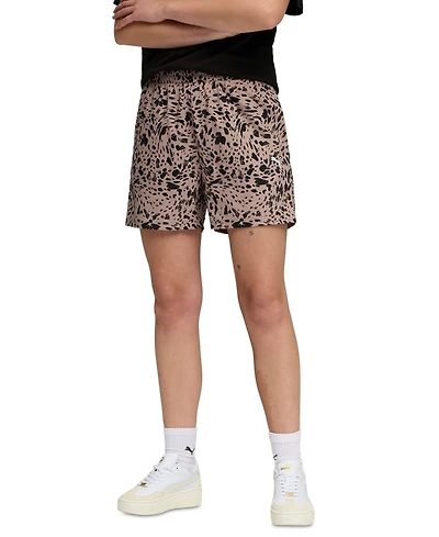 Puma Women's Ess Graphic Animal High-Rise Woven Shorts