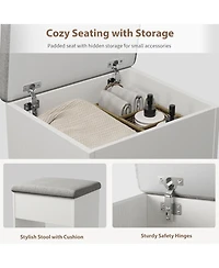 Gaomon 47 Inch Wide 8 Shelves Makeup Vanity Desk and Chair comes Mirror and Lights for Bedrooms, Apartments, Easy to Assemble