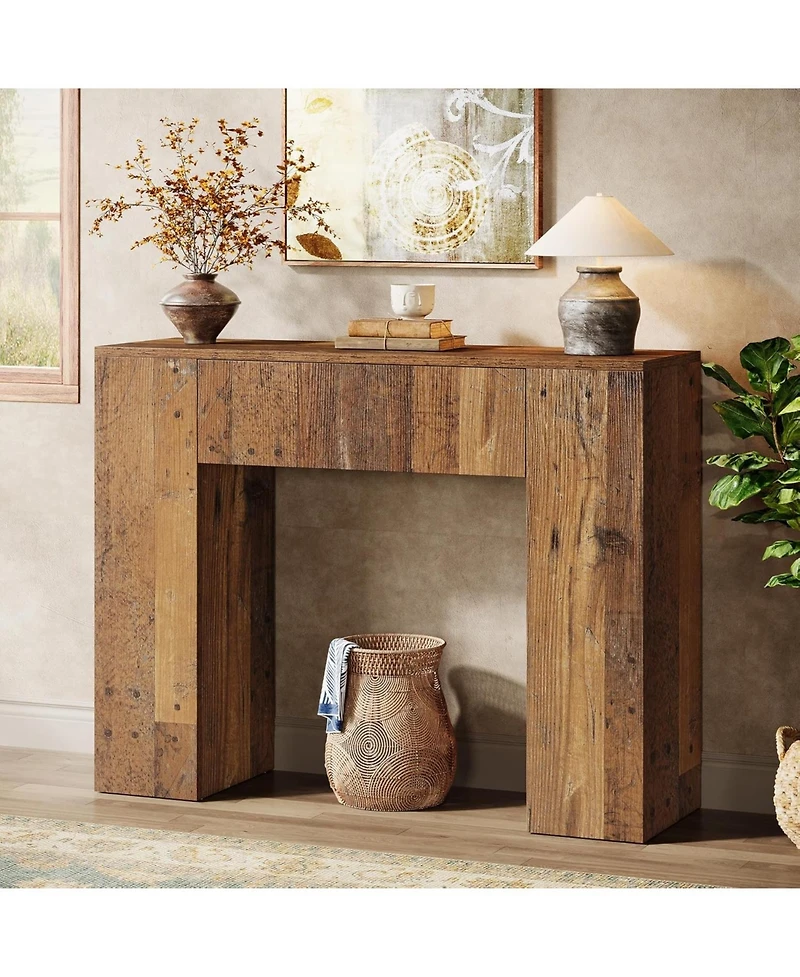 Tribesigns 39" Wooden Farmhouse Console Table with Drawer for Entryway, Living Room, or Hallway
