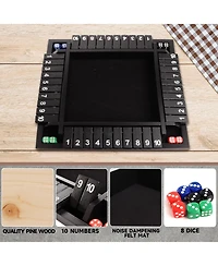 Gse Games & Sports Expert 4-Player Wooden Shut The Box Game Set. 10-Numbers Pub Dice Board with 8 Dice. 4-Way Set