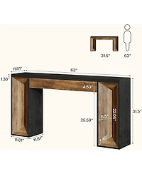Tribesigns 63" Console Table, Farmhouse Entryway Table with Dual-Tone Design, Rectangular Wood Sofa Table Behind The Couch, Narrow Entry Accent T