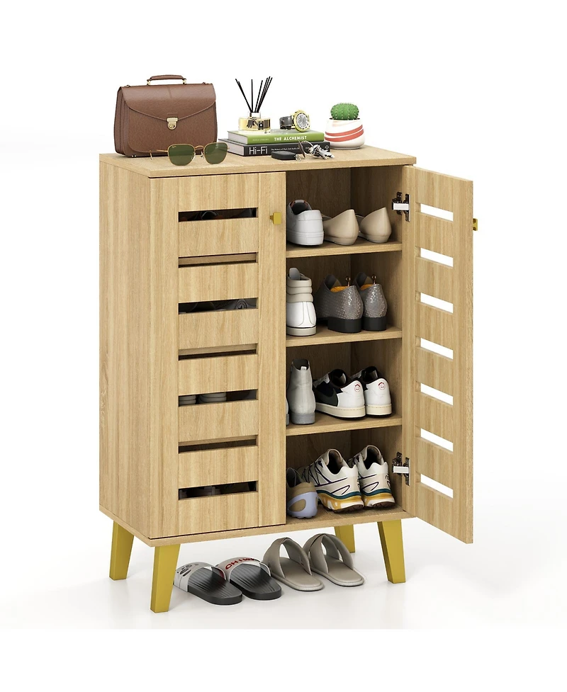 Slickblue Modern 4-Tier Freestanding Shoe Storage Cabinet with Doors