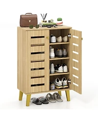 Slickblue Modern 4-Tier Freestanding Shoe Storage Cabinet with Doors