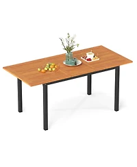 Slickblue Solid Wood Extendable Dining Table Seats 4–8, Umbrella Hole