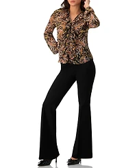 Ivonne Women's V-Neck Ruffle Trim Printed Blouse