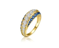 Genevive Radiant 14K Gold Plated Three-Trail Cubic Zirconia Cocktail Ring