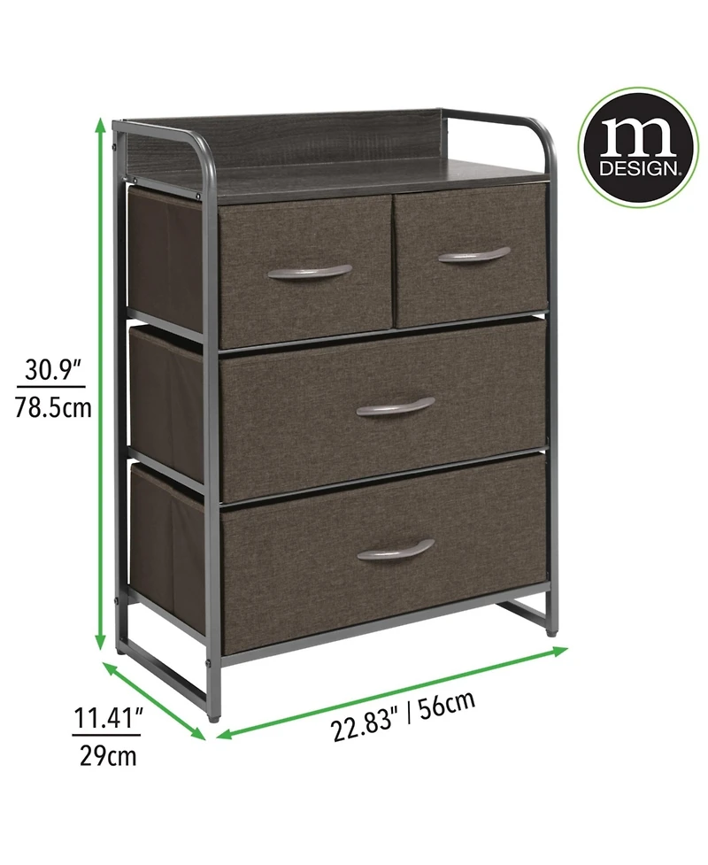 mDesign Storage Dresser Furniture, 4 Removable Fabric Drawers, Dk. Gray/Graphite