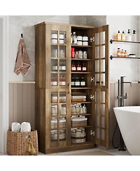 Tribesigns 71" Tall Kitchen Pantry Cabinet with Doors and Adjustable Shelves, Modern Rustic Storage Cabinet Wooden Cupboard, Brown