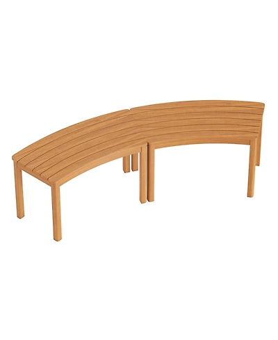 Slickblue Outdoor Curved Wood Bench Set of 2 for Front Porch