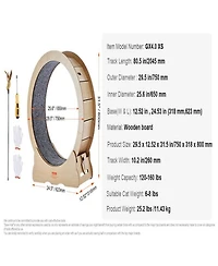 Aostirmotor 29.5 in Wooden Cat Running Wheel with Runway in Natural