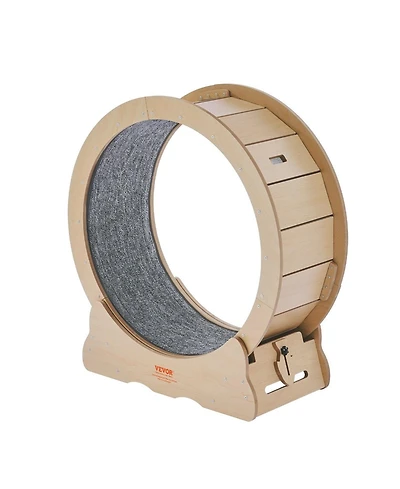 Aostirmotor 29.5 in Wooden Cat Running Wheel with Runway in Natural