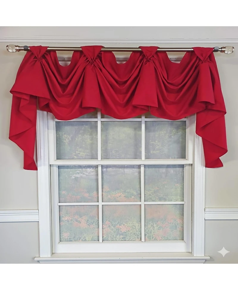 Rlf Home Classic Twil 3-s Victory 100% Cotton Tab Top Swag Window Curtain 54" x 25" Red
