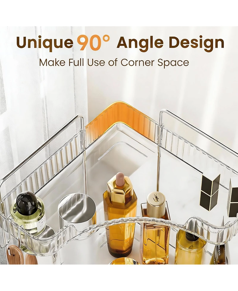 Yigii 2 Tier Bathroom Organizer with Hooks for Makeup and Skincare