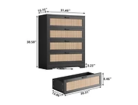 gaomon Rattan Dresser, Tall Chest of Drawers, Wood Dresser for Bedroom, Closet, Living Room