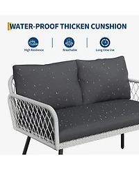 Gaomon Patio Furniture Set, 2 Pe Wicker Chairs with loveseat & Glass Top Coffee Table, Outdoor Couch Set with 5mm Cushions for Balcony