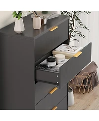 gaomon 5 Drawers Dresser for Bedroom, Fluted Dresser Chest of Drawers with Handle