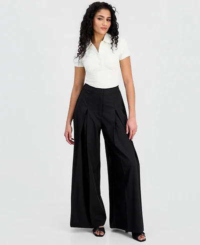 Bar Iii Women's Pleated Wide-Leg Pants, Macy's Exclusive