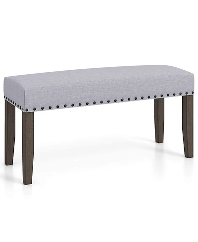 Costway 1 Pcs 42.5" Upholstered Entryway Bench with Nailhead Trim Soft Padded Cushion Bedroom